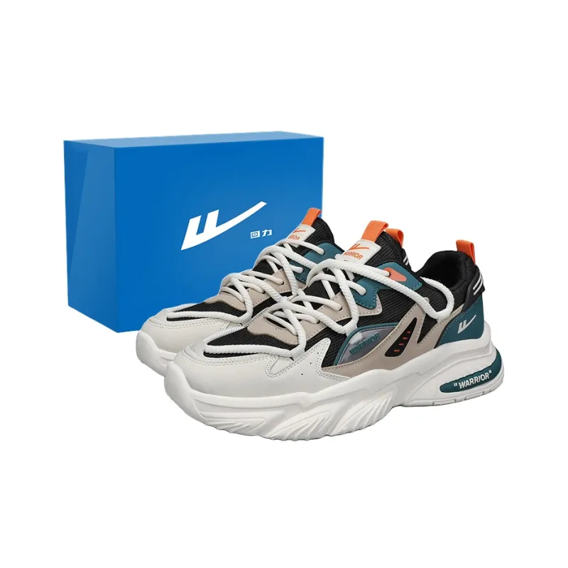 Warrior Durable Breathable Lightweight Low-Top Chunky Sneakers Men's Beige Red Blue-14