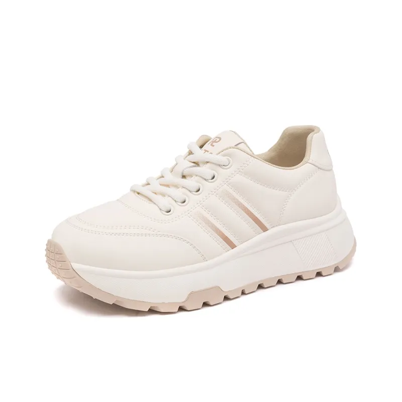 Ritai RITAI Height Increasing Rebound Low-Top Casual Shoes Women's Beige Apricot-1