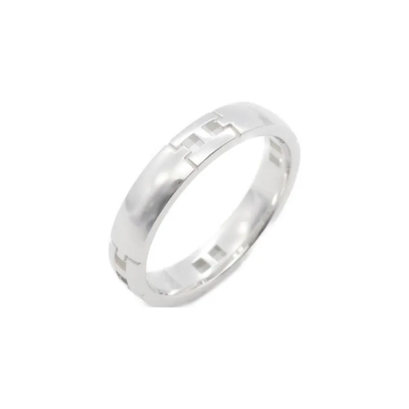 HERMES 18K White Gold Silver Rings Women's Silver-0