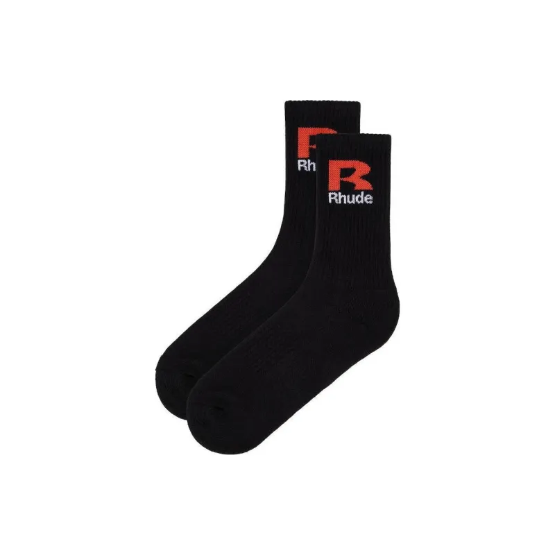 RHUDE R Sock Black/Orange-0