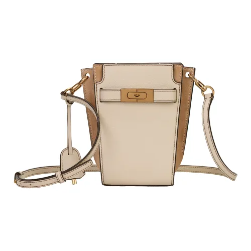 TORY BURCH Lee Radziwill Leather Suede Trim Shoulder Bag Crossbody Bag Mini Women's White