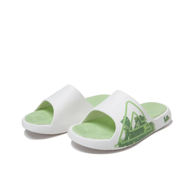 PEAK State Pole Slip Resistant Abrasion Resistant Cushioning Slide Slippers Unisex White Green-3