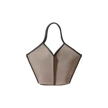 Hereu Suede Cow Leather Shoulder Bag Medium Size Women's Dark Khaki