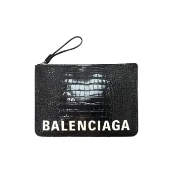 Balenciaga Cow Leather Wrist Bags Clutches Men's Black