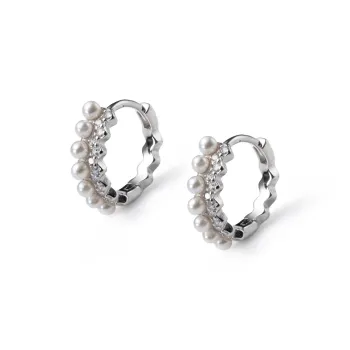 Sanpowa 925 Silver Imitation Pearl Earrings Women's