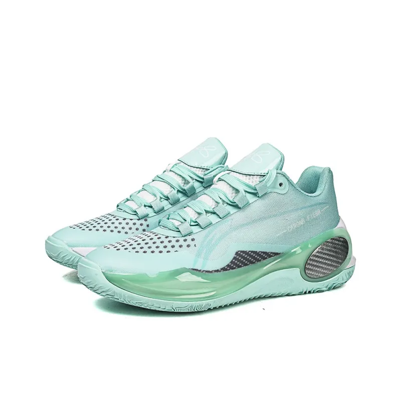 AMICNIEGD Breathable And Wear resistant Low Top Basketball Shoes Unisex Light Green-3