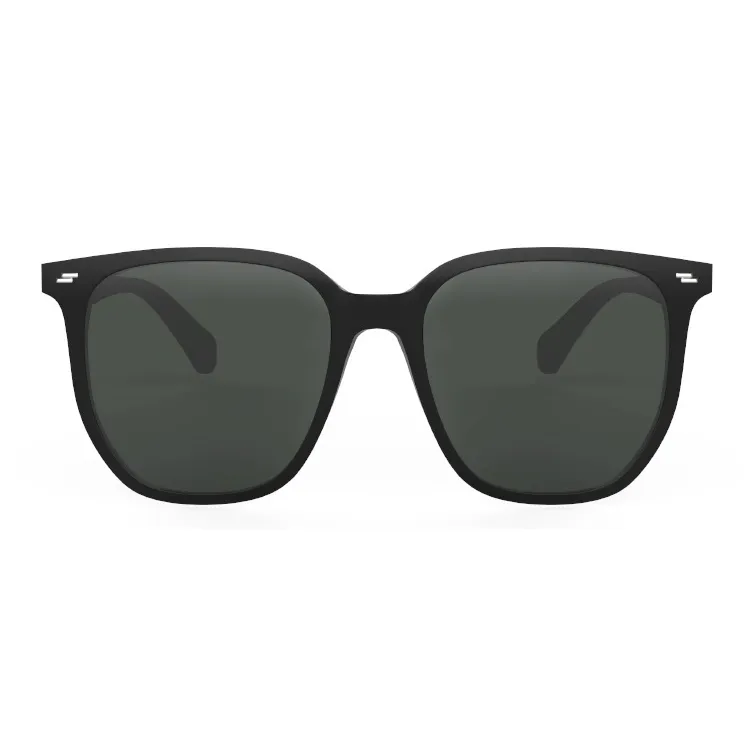 LOHO Plate Frame TR90 Square Driving UV Protection Sunglasses Unisex Black Tea Brown-1