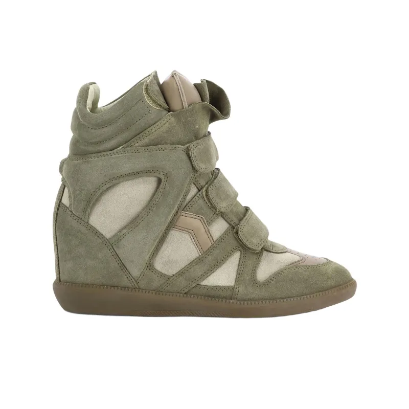 ISABEL MARANT Bekett High-Top Skateboard Shoes Women's Green-1