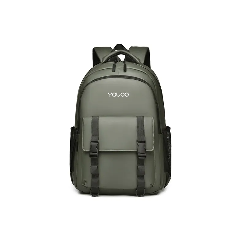 Yalu Polyester Backpack Laptop Bag Backpack Medium Size Unisex Black/Gray/Dark Green-0
