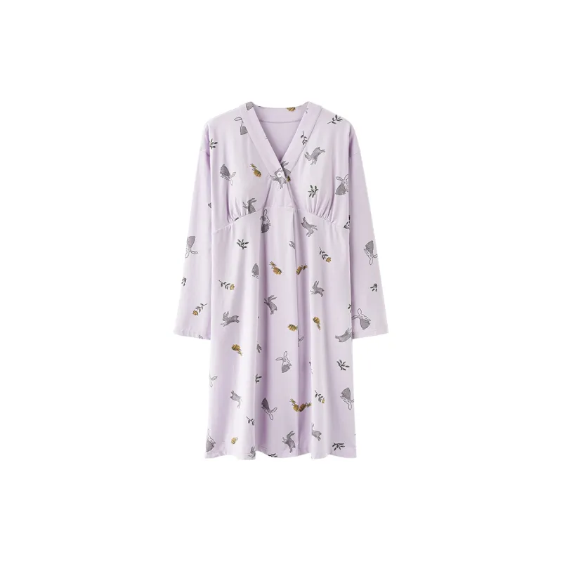 XIAFENYAN Nightgown Women's Purple-0