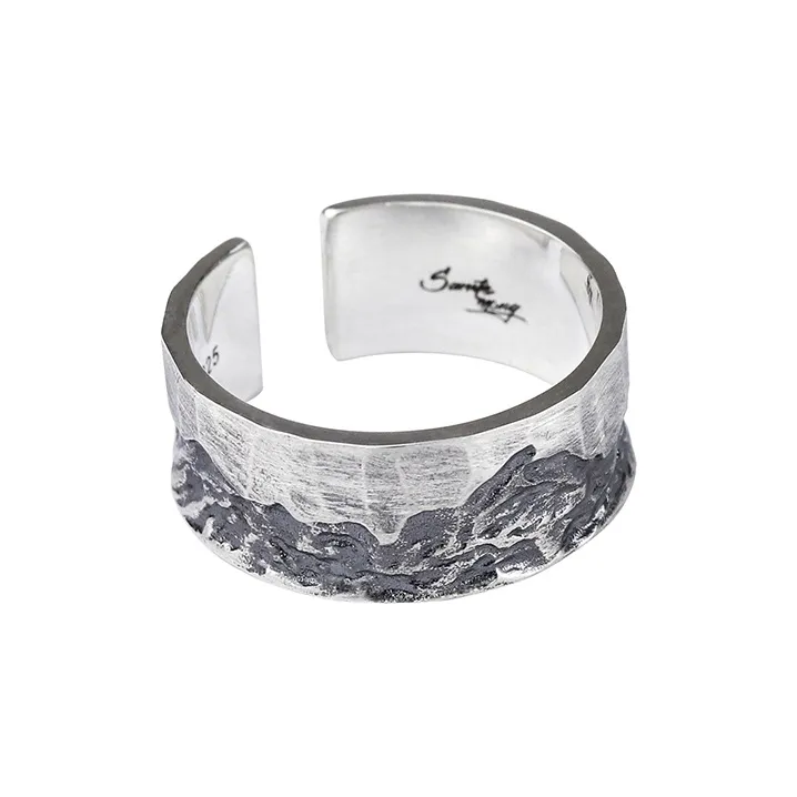 SHAN YE WANG 925 Sterling Silver Open Ended Ring Men's-3