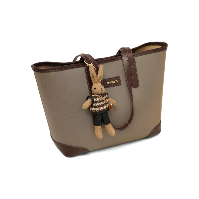 MILLIE'S Fabric Portable Underarm Shoulder Bag, Tote Bag, Shopping Bag Regular Women's Khaki-3