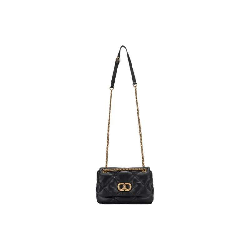 Hush Puppies Cow Leather Bonded Synthetic Leather Shoulder Bag Medium Size Women's Black-1