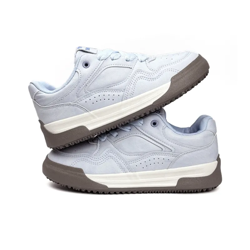 Mengsai Platform Height Increasing Vintage Niche Cute Fashion Puffy Shoes Low Top Skateboard Shoes Women's Haze Blue-4