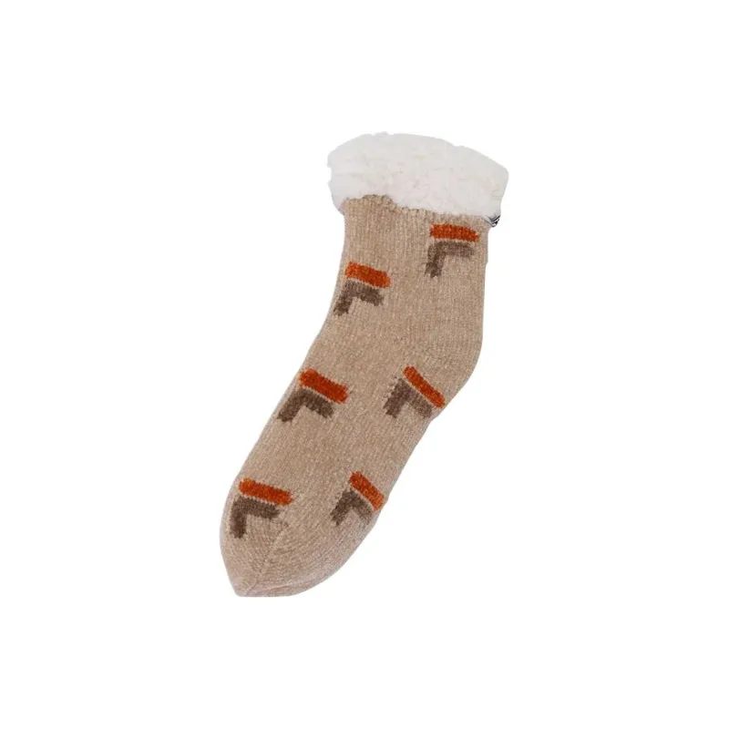 FILA x Boa Regimental Tie Room Mall Yarn Mid-Calf Socks Women's 2 Pack Light Brown-1