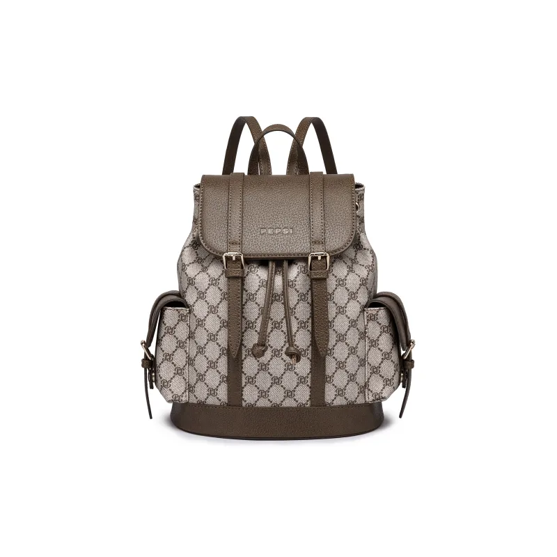 Pepsi PVC Backpack Regular Women's Black/Brown/Khaki-5
