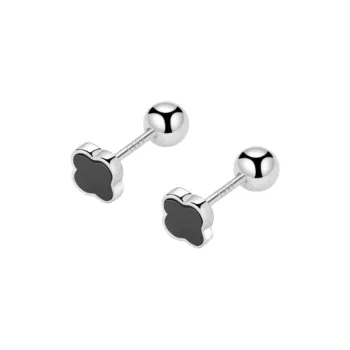 AILI 999 Fine Silver# Good Luck Hypoallergenic Stud Earrings Women's