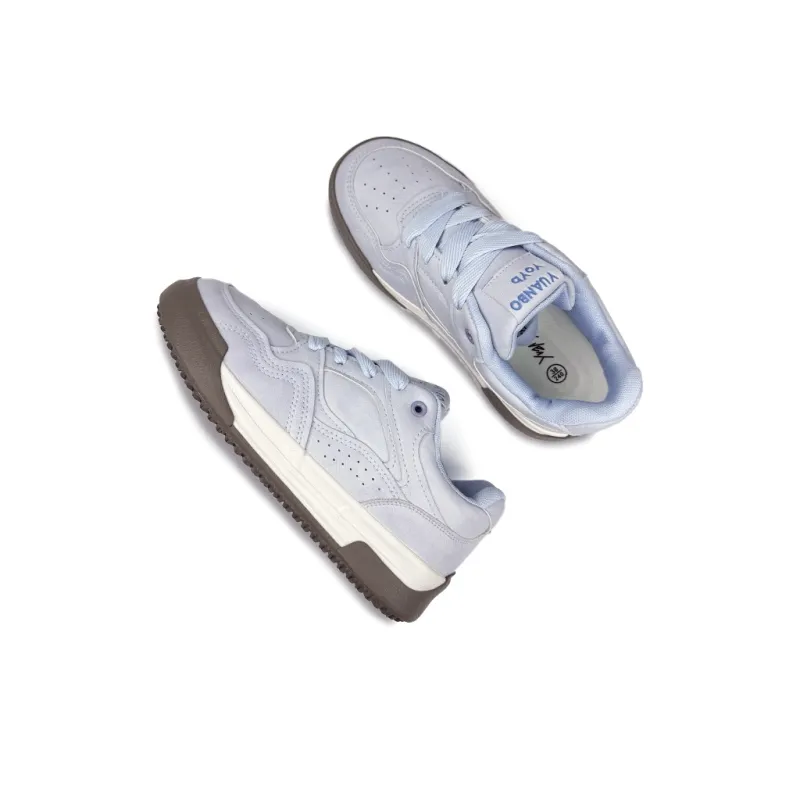 Mengsai Platform Height Increasing Vintage Niche Cute Fashion Puffy Shoes Low Top Skateboard Shoes Women's Haze Blue-5