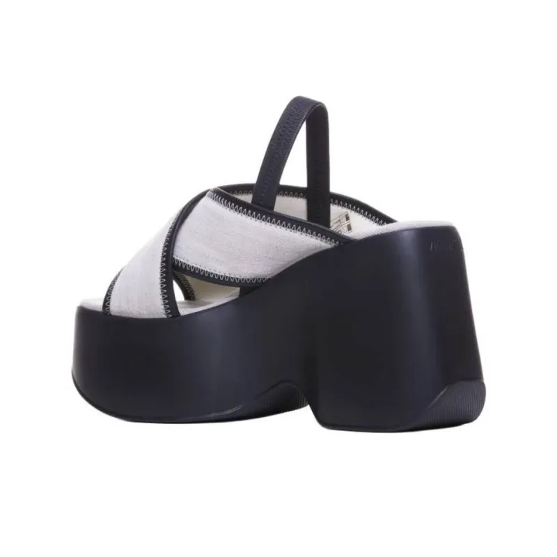 Vic Matie One Strap Sandals 10cm Women's White Black-3