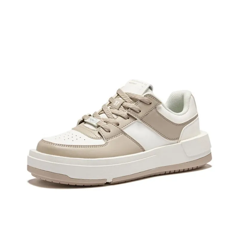Erke Coverage Anti Slip And Wear Resistant Low Top Skateboard Shoes Women's White Beige-1