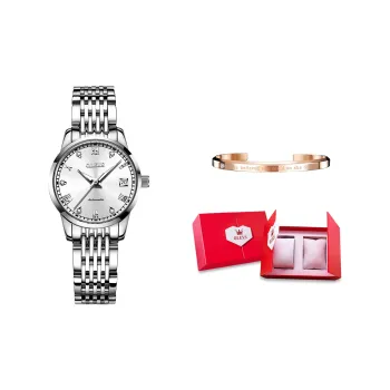 OLEVS Minimalist Series Mechanical Movement Watch Women's Watch White Dial
