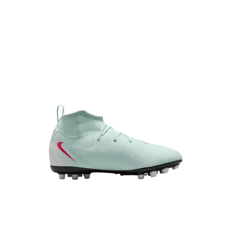 Nike Phantom Luna 2 Slip Resistant Shock Absorbers Mid Top Kids' Soccer Shoes Mint Green/Atomic Red/Gray Black Kids'-1