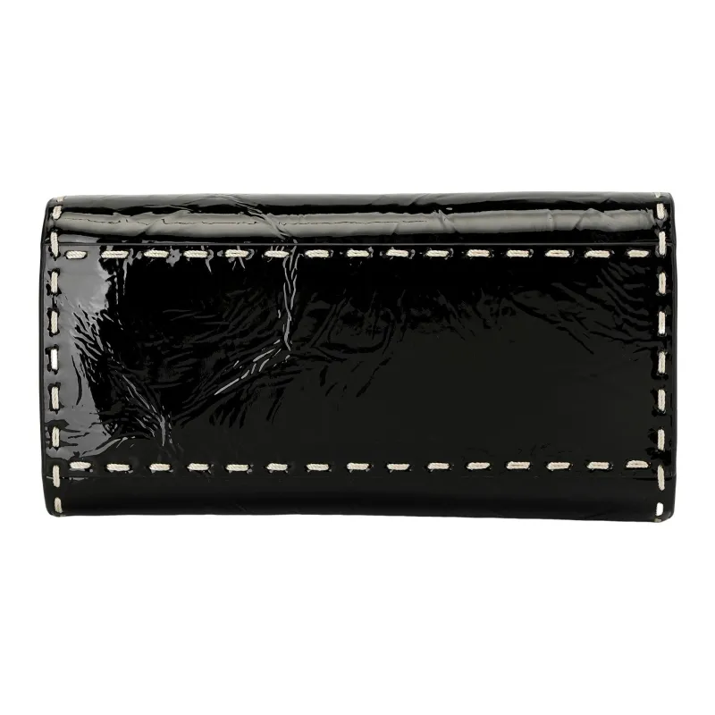 TORY BURCH Lee Radziwill Patent Leather With Suede And Leather Trim Handbag, Shoulder Bag, Crossbody Bag Women's Black-3