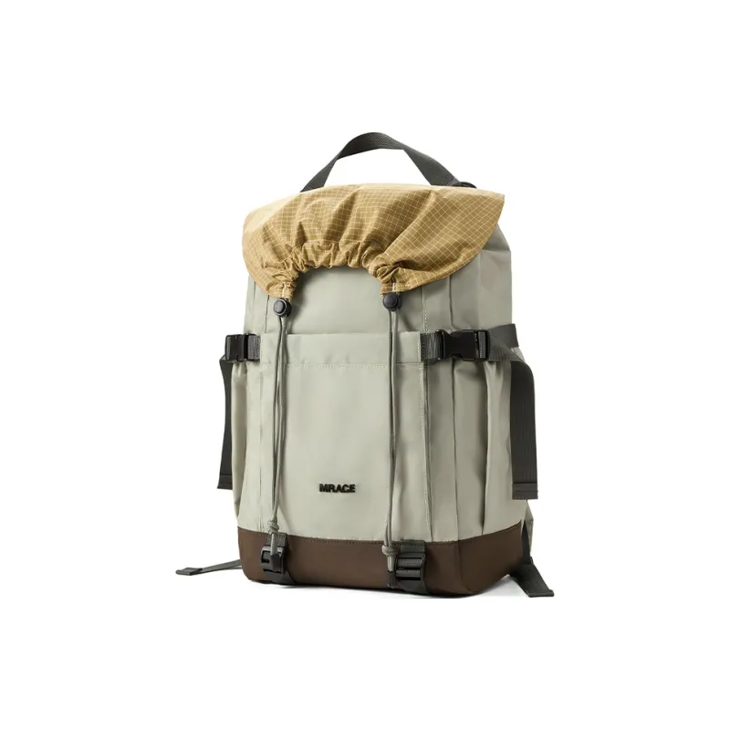 MR.ACE HOMME Fabric Backpack Large Size Unisex Grayish Green/Warm Khaki/Misty Blue Gray-5