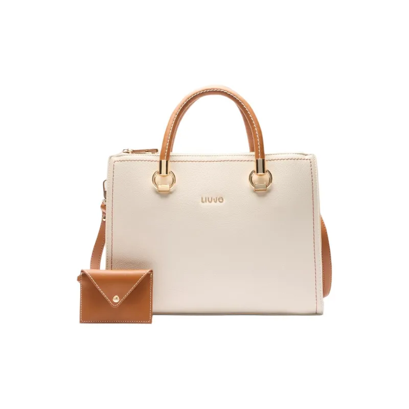 LIU·JO Polyester Shoulder Bag, Crossbody Bag, Handbag Women's Cream White & Brown-0