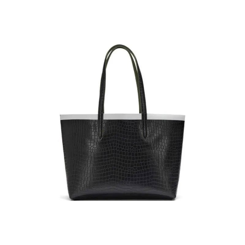 LACOSTE PVC Tote Bag Shopping Bag Handbag Shoulder Bag Large Size Women's Olive Green & Dark Blue-3