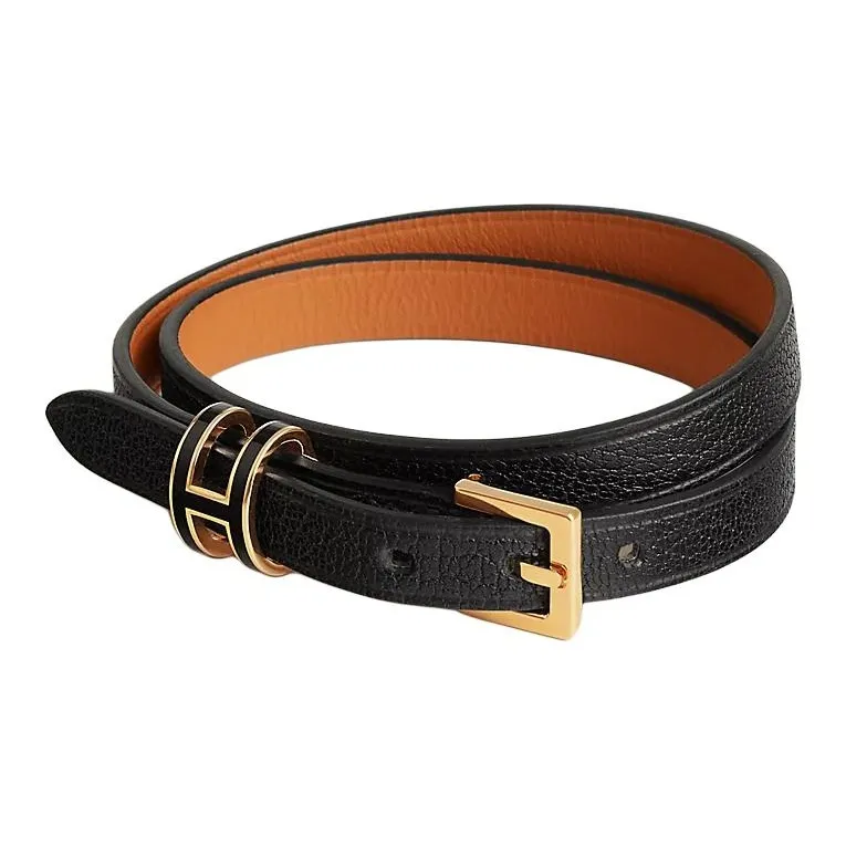 HERMES Goatskin Bracelets Women's Black-0