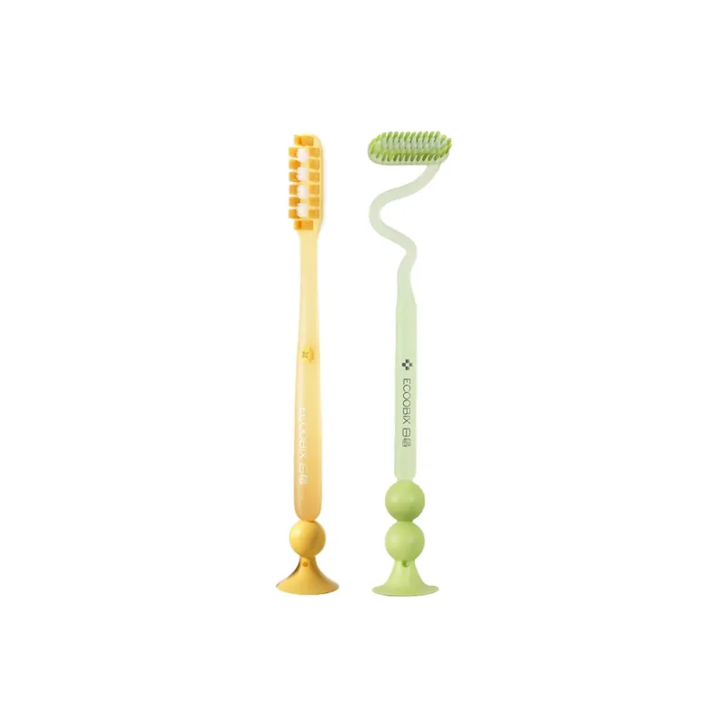 Ecoobix Z Shaped Toothbrush+Long Head Toothbrush Combo Sets Up And Down Vertical Brush With Bottom Suction Cup-9
