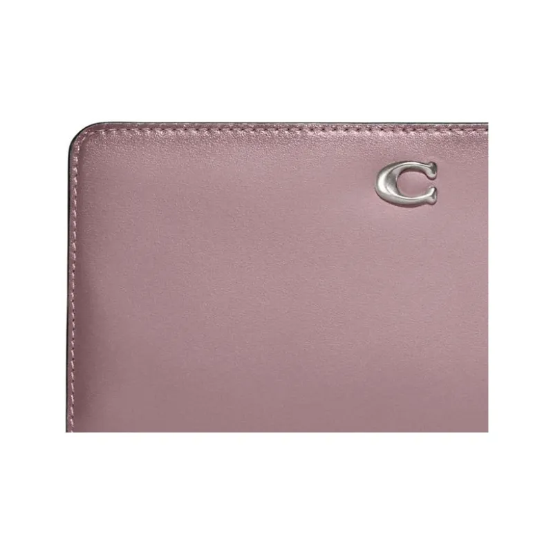 COACH Skinny Wallet Calfskin Coin Purse Clutch Wallet Women's Nude Pink-3