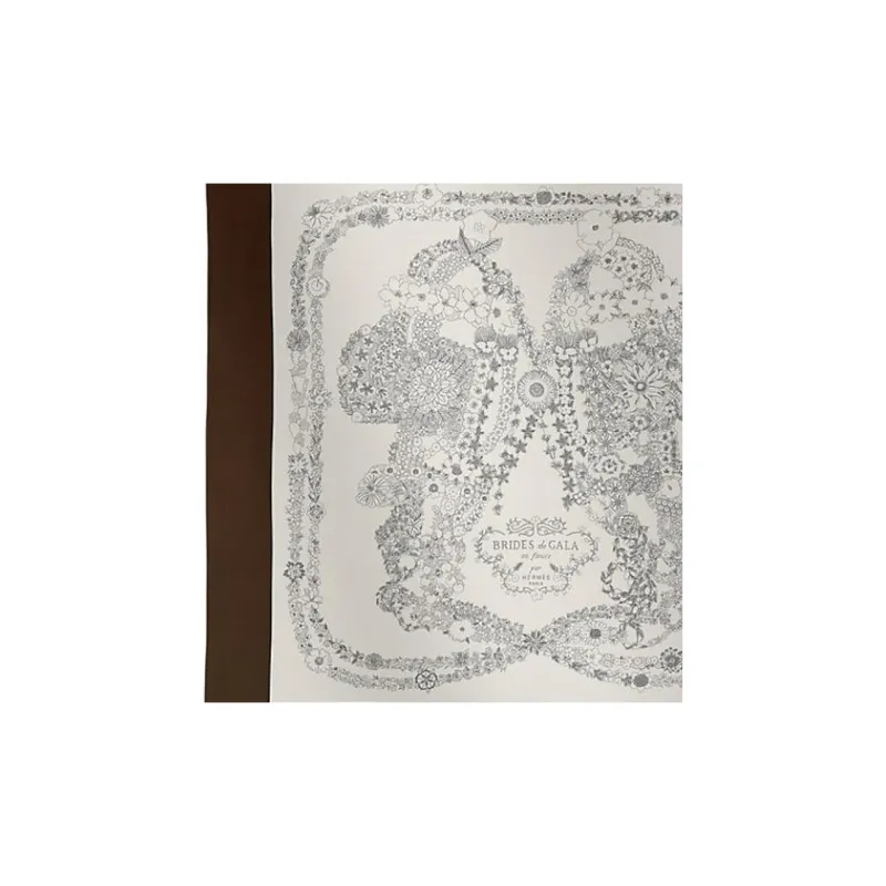 HERMES Mulberry Silk Silk Scarves Women's Ebony/White-1