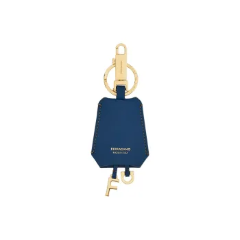 FERRAGAMO Palmellato Cow Leather Key Pouch Men's Teal