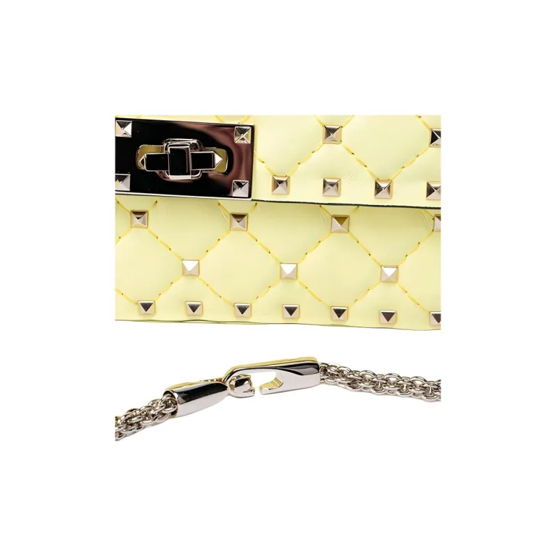 Valentino GARAVANI Lambskin Material Shoulder Bag, Crossbody Bag, Handbag Women's Yellow-3