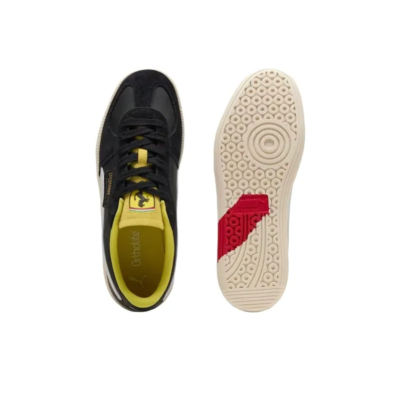 SCUDERIA FERRARI x PUMA Palermo Anti Slip Wear Resistant Low Top Skateboard Shoes Men's Black Yellow-3