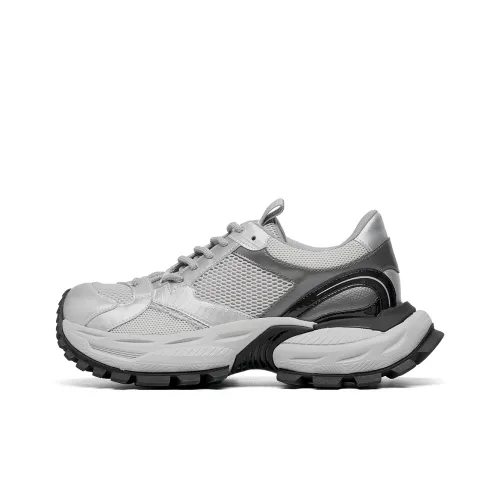 TRUMPPIPE Wear Resistant Low Top Chunky Sneakers Men's Silver