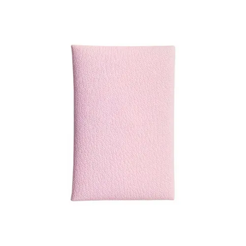 HERMES Mysore Goat Skin Card Holder Women's Light Pink