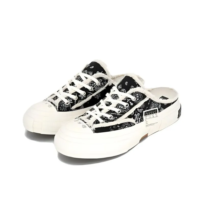 VESSEL G.O.P. Slip On Paisley Low Top Skateboard Shoes Unisex Black White-1