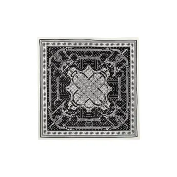 HERMES Silk, Mulberry Silk Scarves Women's Black White