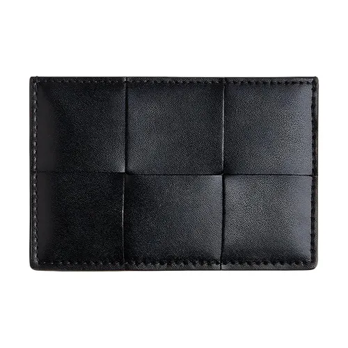 Bottega Veneta Cowhide Leather Coin Purses Wallets Women's Black