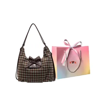 Yalu PU Shoulder Bag Regular Women's Houndstooth Blue/Houndstooth Yellow