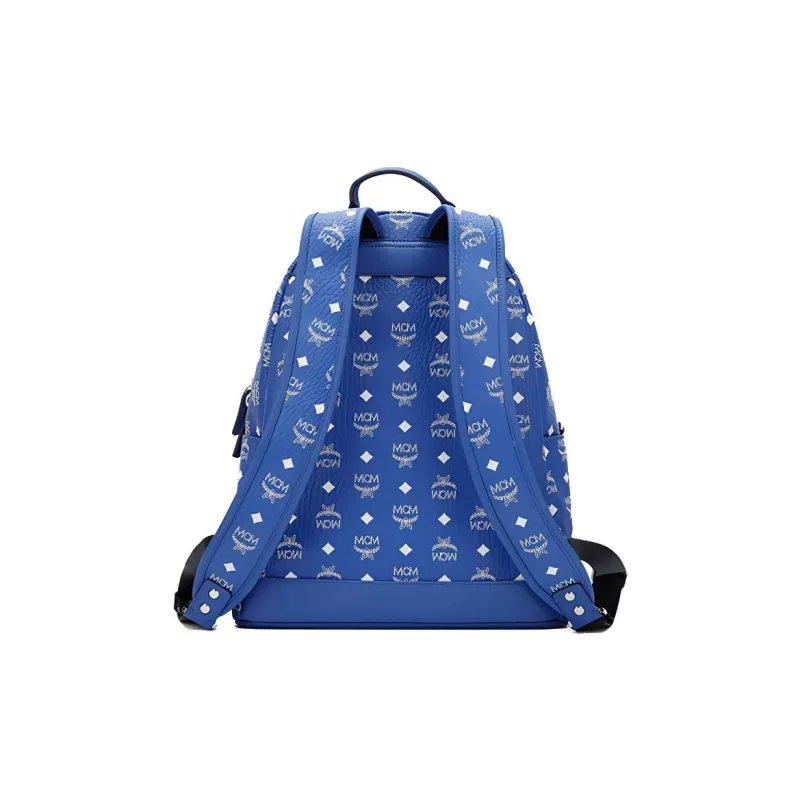 MCM Stark Visetos Canvas Backpack Large Size Men's Blue-3