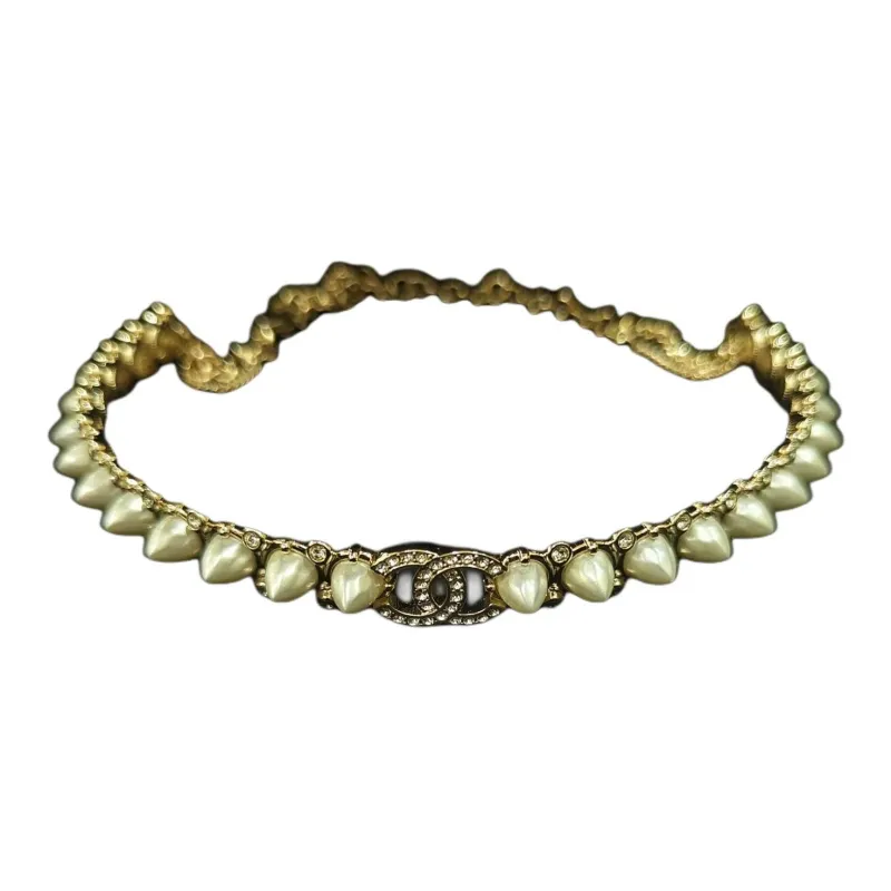 CHANEL Pearl Necklaces Unisex Gold-1