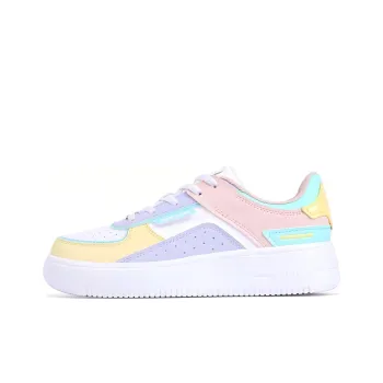 QIAODAN Macaron Air Force 1 Abrasion Resistant Low Top Skateboard Shoes Women's White Purple Yellow