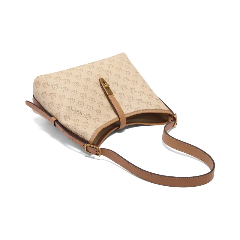 BELLE Premium Texture Shoulder Bag Women's Coffee, Beige-11