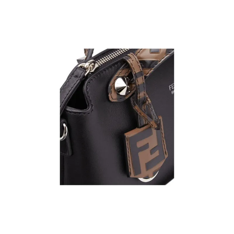 FENDI By The Way Boston Bag Mini With Ff Motif Navy-4