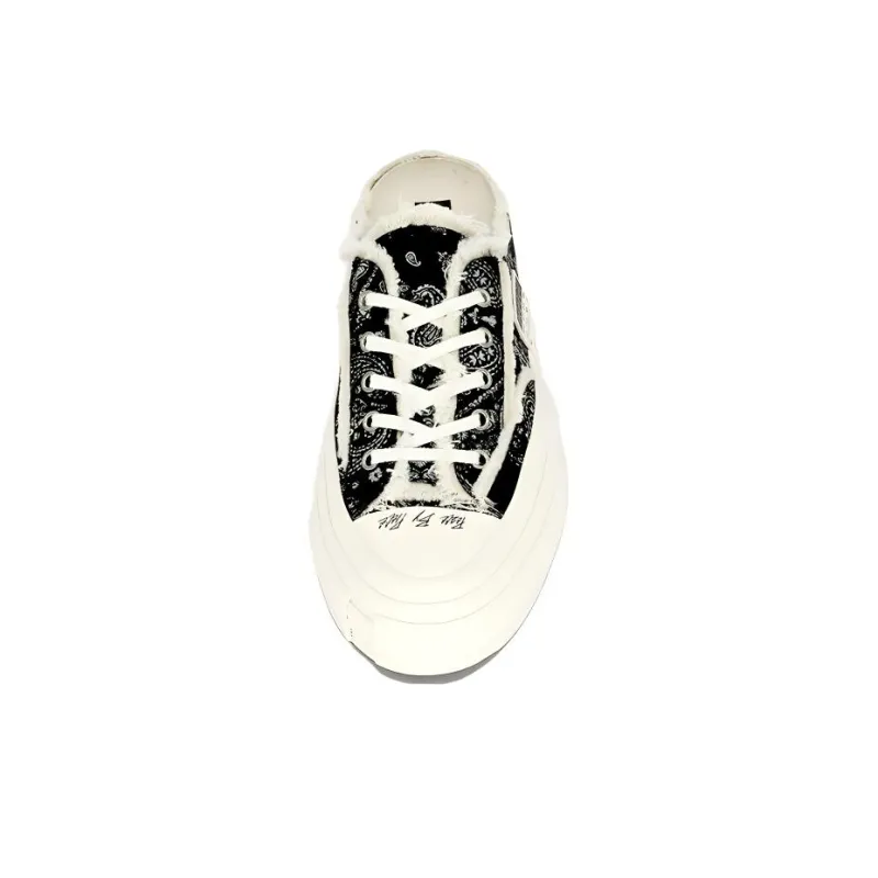 VESSEL G.O.P. Slip On Paisley Low Top Skateboard Shoes Unisex Black White-2