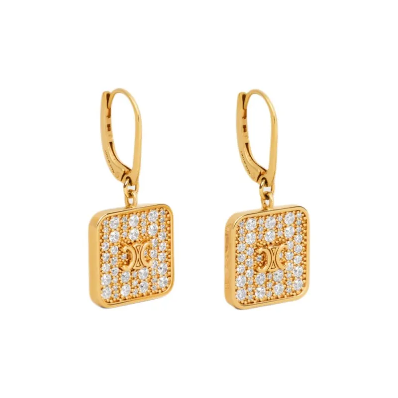 CELINE Triomphe Nightfall Earrings In Strass And Brass With Gold Finish-1